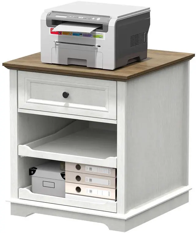 Main image of Lateral File Cabinet 3 Drawer File Cabinet with Charging Station, Printer Stand with Open Adjustable Storage Shelves, Lateral Filing Cabinet for Home Office