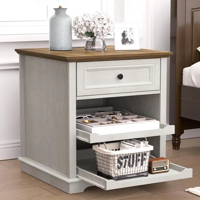 Alt view image 2 of 7 - Lateral File Cabinet 3 Drawer File Cabinet with Charging Station, Printer Stand with Open Adjustable Storage Shelves, Lateral Filing Cabinet for Home Office