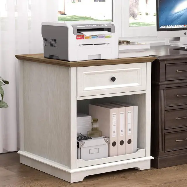 Alt view image 6 of 7 - Lateral File Cabinet 3 Drawer File Cabinet with Charging Station, Printer Stand with Open Adjustable Storage Shelves, Lateral Filing Cabinet for Home Office