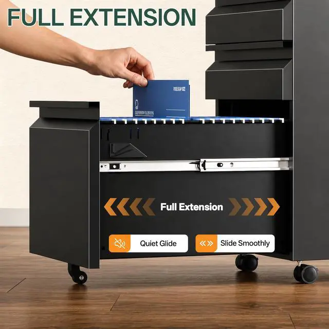 Alt view image 6 of 7 - 3 Drawer Mobile File Cabinet with Lock, Fully Assembled | Under Desk Metal Filing Cabinet for Home Office Organization, Fits Letter/Legal/A4