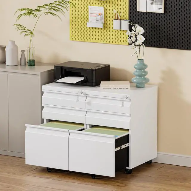 Alt view image 4 of 7 - 3 Drawer Mobile File Cabinet with Lock, Fully Assembled | Under Desk Metal Filing Cabinet for Home Office Organization, Fits Letter/Legal/A4