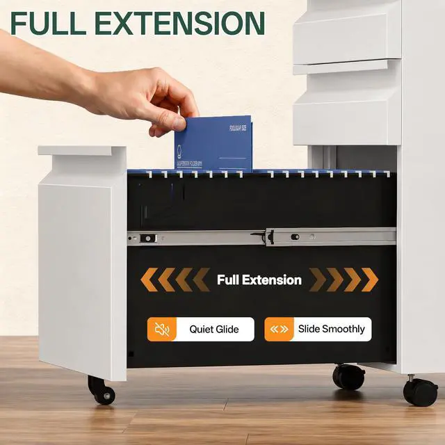 Alt view image 7 of 7 - 3 Drawer Mobile File Cabinet with Lock, Fully Assembled | Under Desk Metal Filing Cabinet for Home Office Organization, Fits Letter/Legal/A4