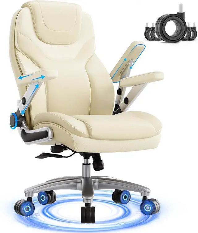Main image of Big and Tall Office Chair with 5D Arms, Fabric & PU Leather Heavy Duty Desk Chair, Adjustable Lumbar Support & Height, Tilt Function, High Back Ergonomic Executive Computer Chair