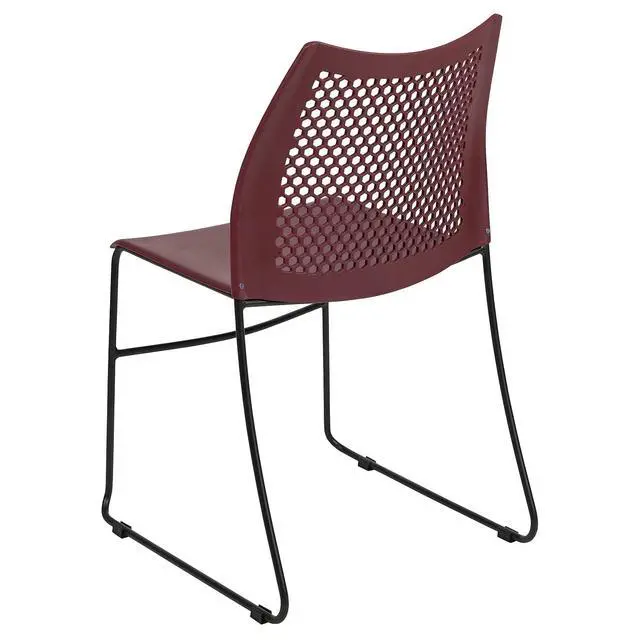 Alt view image 5 of 7 - Hercules Stack Chair with Air-Vent Back, Burgundy | Sled Base, Powder Coated, 661 LBS. Weight Capacity