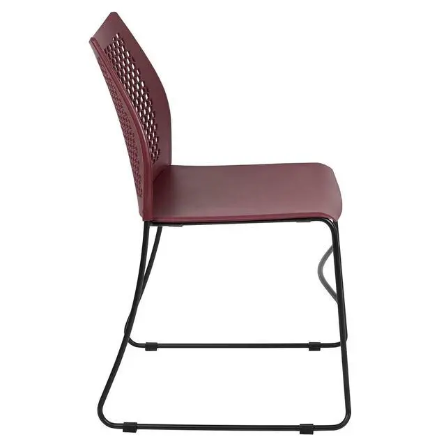 Alt view image 7 of 7 - Hercules Stack Chair with Air-Vent Back, Burgundy | Sled Base, Powder Coated, 661 LBS. Weight Capacity