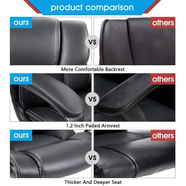 Alt view image 6 of 7 - Mid Back Executive Office Chair Swivel Computer Task Chair with Armrests,Ergonomic Leather-Padded Desk Chair with Lumbar Support