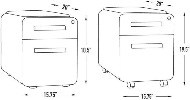 Alt view image 3 of 7 - STOCKPILE Mini Seated 2 Drawer Mobile File Cabinet with Removable Magnetic Cushion Seat - Short Version, Metal Filing Cabinet, Pre-Assembled, White with Grey Cushion
