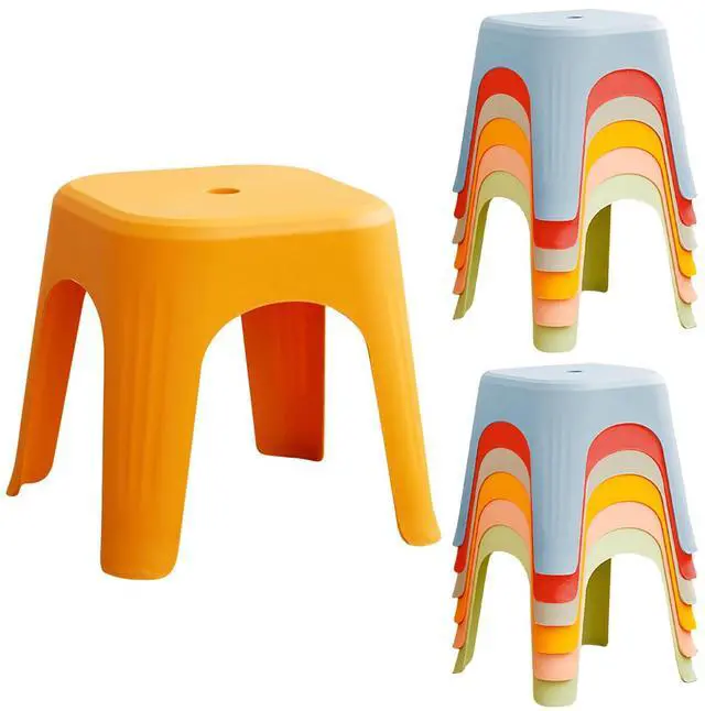 Main image of 12 Pack School Plastic Stackable Stools, 11.8 Inch Height Colorful Nesting Stools, Portable Backless Stool for Classroom Students, Flexible Seating Chairs for School Home Office
