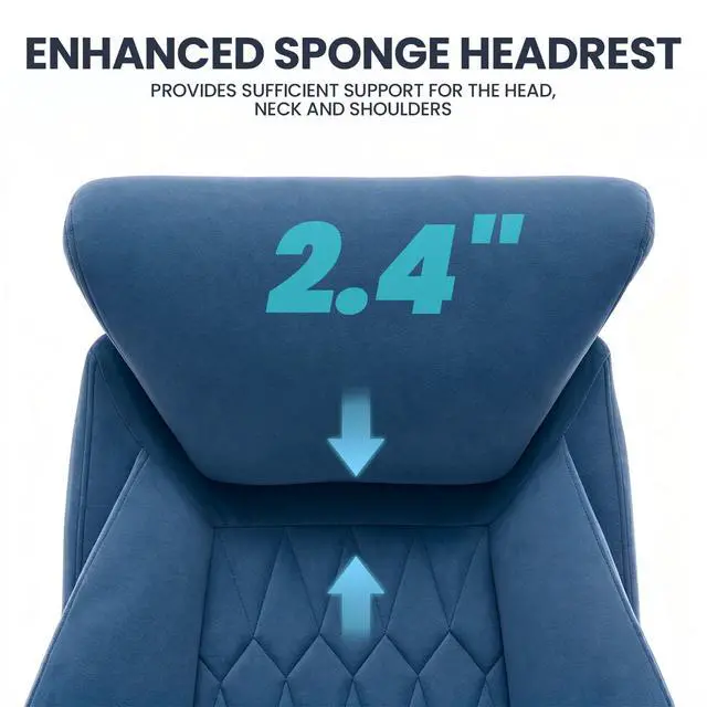 Alt view image 4 of 7 - Big and Tall Office Chair, 500LBS Ergonomic Executive Office Chair with Foot Rest, 155° Reclining High Back Gaming Desk Chair with Lumbar Support, Adjustable Headrest & Linked Armrests, Blue