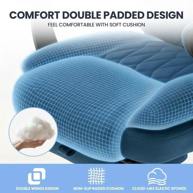 Alt view image 7 of 7 - Big and Tall Office Chair, 500LBS Ergonomic Executive Office Chair with Foot Rest, 155° Reclining High Back Gaming Desk Chair with Lumbar Support, Adjustable Headrest & Linked Armrests, Blue