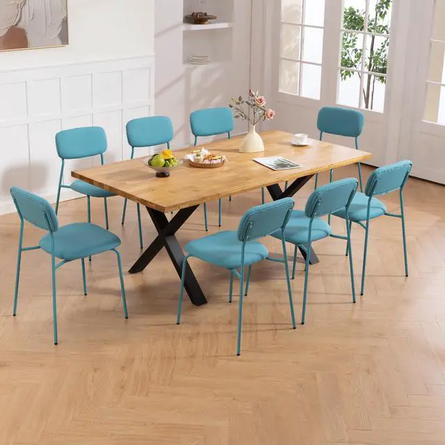 Alt view image 2 of 6 - Stackable Waiting Room Chairs, Armless Upholstered Guest Chairs Set of 4 with Comfotable Cushion for Conference Reception Break Room Lobby, Blue