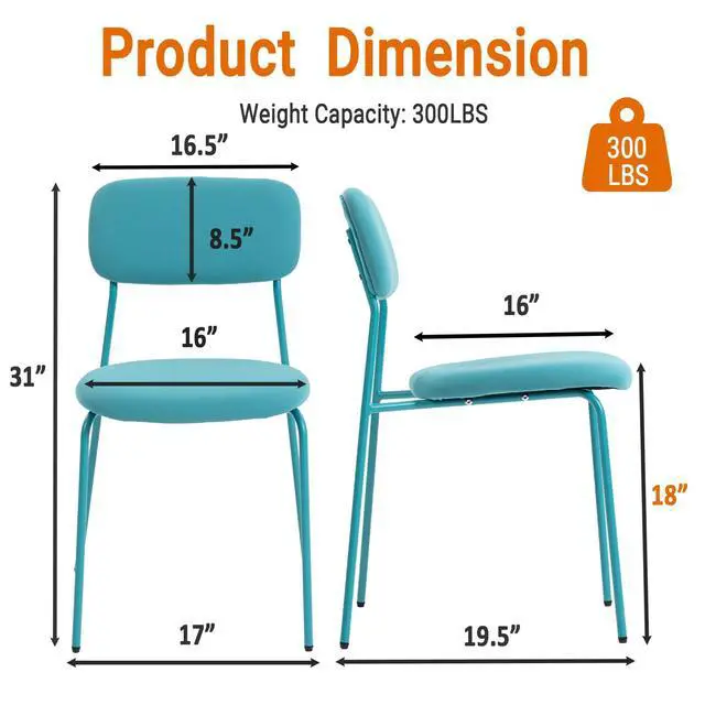 Alt view image 3 of 6 - Stackable Waiting Room Chairs, Armless Upholstered Guest Chairs Set of 4 with Comfotable Cushion for Conference Reception Break Room Lobby, Blue