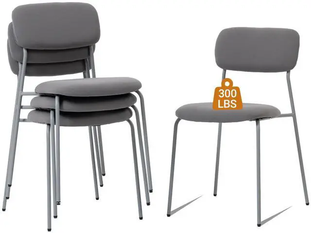 Main image of Reception Chair Set of 4, Stackable Waiting Room Seating for Office, Lobby, and Guest Use, Grey