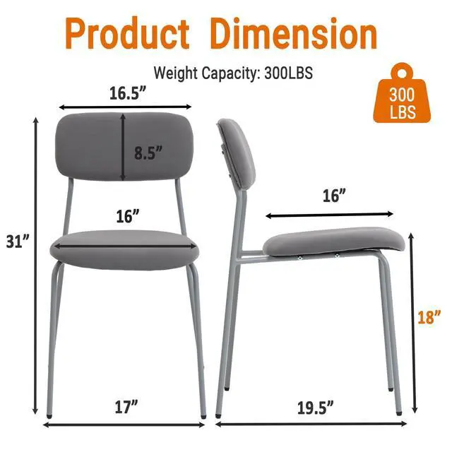 Alt view image 3 of 7 - Reception Chair Set of 4, Stackable Waiting Room Seating for Office, Lobby, and Guest Use, Grey