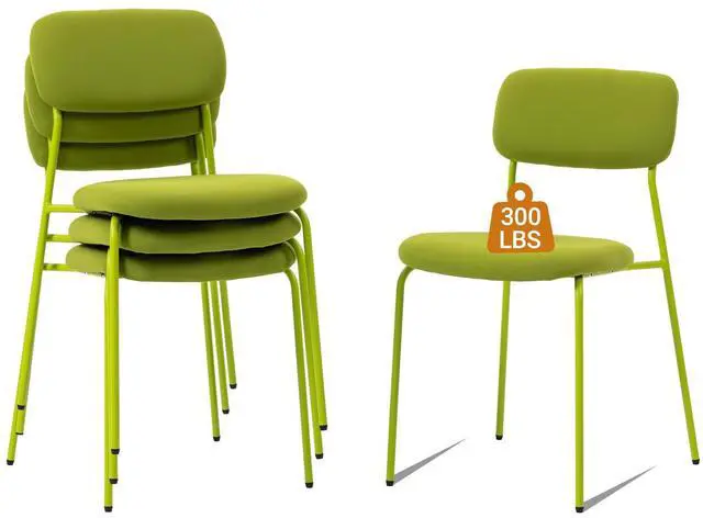 Main image of Stackable Waiting Room Chairs, Armless Dining Chairs Without Wheels Set of 4 with Comfotable Cushion for Reception Break Room Lobby, Green