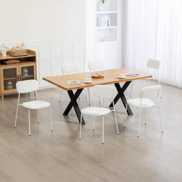 Alt view image 2 of 7 - Stackable Armless Chairs Set of 4, Small Upholstered White Chairs | Easy to Stack, Breathable Fabric Cushion, Armless Design, Support 300LBS, Use for Waiting Office Break Room Lobby