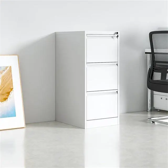 Alt view image 5 of 7 - 3 Drawer Vertical File Cabinet with Lock, Narrow Metal Steel Storage Cabinet for Home Office, Fits A4, Legal & Letter Size Files, Assembly Required