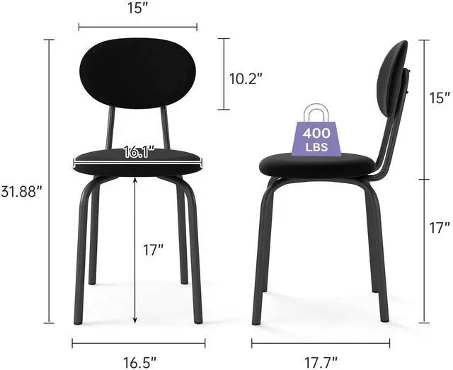 Alt view image 3 of 6 - Stackable Dining Chairs Set of 4,Stackable Waiting Room Chairs,Black | Stacking Kitchen Chairs with Upholstered Back and Seat with Dense Foam Cushions,Steel Frame with 400 Lb. Capacity