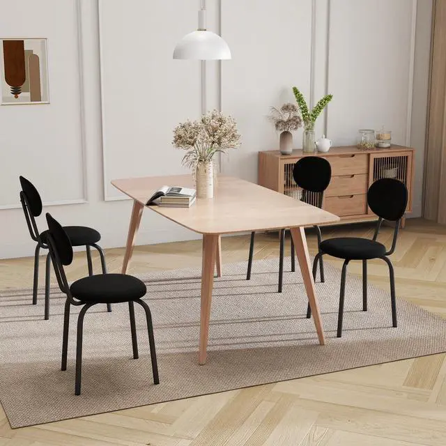 Alt view image 6 of 6 - Stackable Dining Chairs Set of 4,Stackable Waiting Room Chairs,Black | Stacking Kitchen Chairs with Upholstered Back and Seat with Dense Foam Cushions,Steel Frame with 400 Lb. Capacity