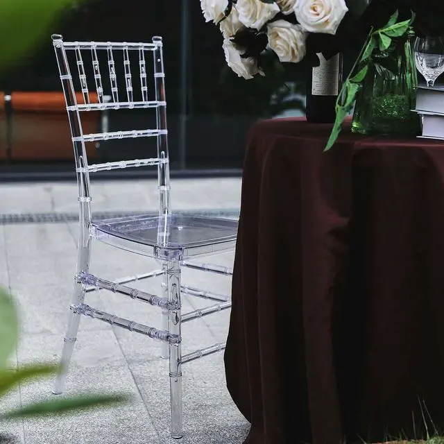 Main image of Efavormart Pack of 4 | Clear Resin Transparent Chiavari Chair Armless Stackable Chairs Crystal Clarity, Invisible Plastic Construction, Unique Style