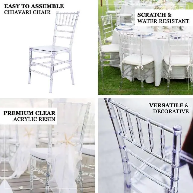 Alt view image 4 of 7 - Efavormart Pack of 4 | Clear Resin Transparent Chiavari Chair Armless Stackable Chairs Crystal Clarity, Invisible Plastic Construction, Unique Style