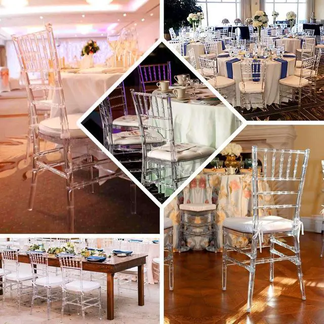 Alt view image 5 of 7 - Efavormart Pack of 4 | Clear Resin Transparent Chiavari Chair Armless Stackable Chairs Crystal Clarity, Invisible Plastic Construction, Unique Style