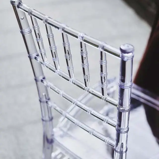 Alt view image 7 of 7 - Efavormart Pack of 4 | Clear Resin Transparent Chiavari Chair Armless Stackable Chairs Crystal Clarity, Invisible Plastic Construction, Unique Style
