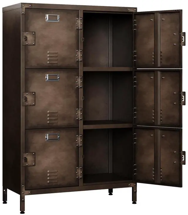 Main image of Metal Locker with 6 Lockable Doors, Industrial Steel Storage Lockers for Employees - 47.3" Locker Storage Cabinets for School, Gym, Home, Office, Garage (6 Door)