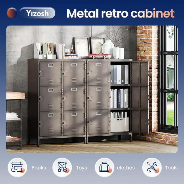 Alt view image 7 of 7 - Metal Locker with 6 Lockable Doors, Industrial Steel Storage Lockers for Employees - 47.3" Locker Storage Cabinets for School, Gym, Home, Office, Garage (6 Door)