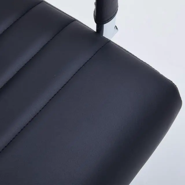 Alt view image 7 of 7 - Black Leather Ribbed Office High-Back Desk Conference Chairs with Wheels | Ergonomic High-Back Executive Chairs with Wheels Adjustable Swivel Computer Task Desk Chair with Arms and Thick Padded Seat