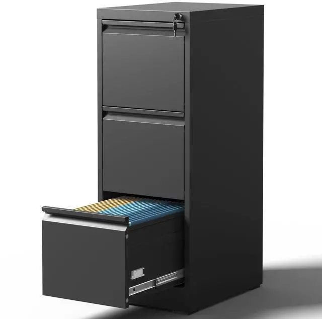 Main image of 3 Drawers Vertical File Cabinet, Metal Filing Cabinets, Black | Lockable File Cabinet for Home Office, Suitable for Storing Legal/Letter Size Hanging File Folders, Anti-Tipping