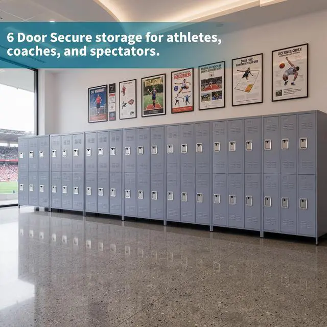 Alt view image 5 of 7 - 72" Height Metal Lockers for Employees with 6 Door,Heavy Duty | Steel Storage Locker with Card Slot for Home Office School Gym Garage,Locker with Lock for Sports,Employees,Assembly Required
