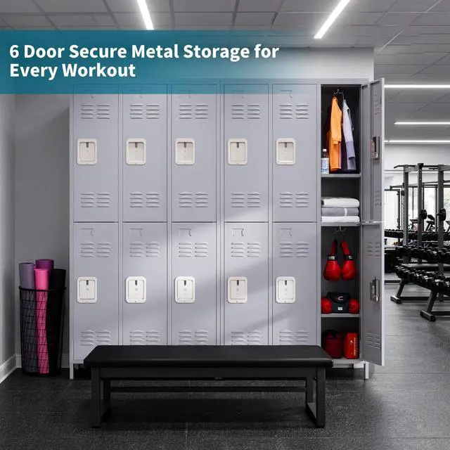 Alt view image 6 of 7 - 72" Height Metal Lockers for Employees with 6 Door,Heavy Duty | Steel Storage Locker with Card Slot for Home Office School Gym Garage,Locker with Lock for Sports,Employees,Assembly Required