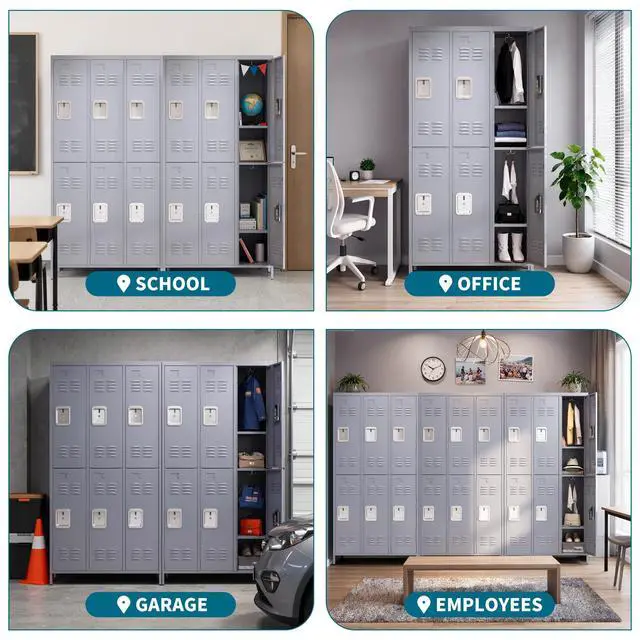 Alt view image 7 of 7 - 72" Height Metal Lockers for Employees with 6 Door,Heavy Duty | Steel Storage Locker with Card Slot for Home Office School Gym Garage,Locker with Lock for Sports,Employees,Assembly Required