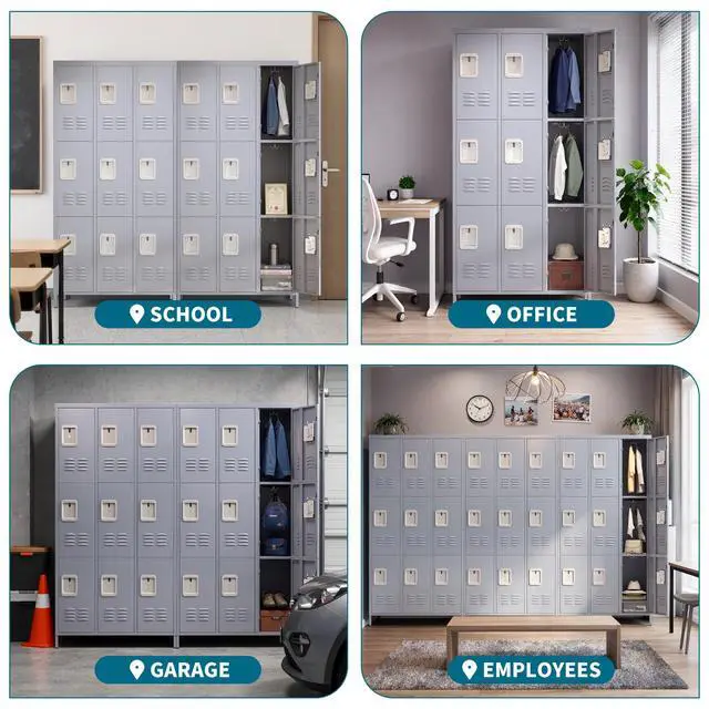 Alt view image 7 of 7 - 72" Height Metal Lockers for Employees with 9 Door,Heavy Duty | Steel Storage Locker for Home Office School Gym Garage,Locker with Lock for Sports,Employees,Assembly Required