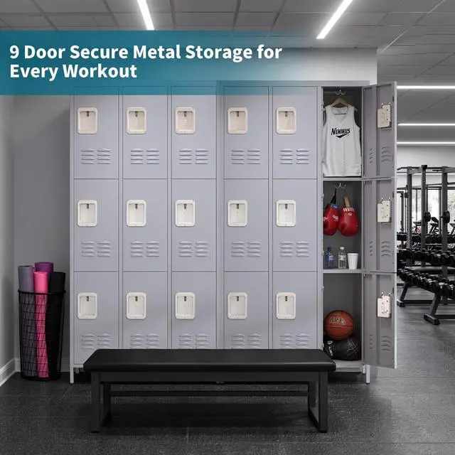 Alt view image 6 of 7 - 72" Height Metal Lockers for Employees with 9 Door,Heavy Duty | Steel Storage Locker for Home Office School Gym Garage,Locker with Lock for Sports,Employees,Assembly Required