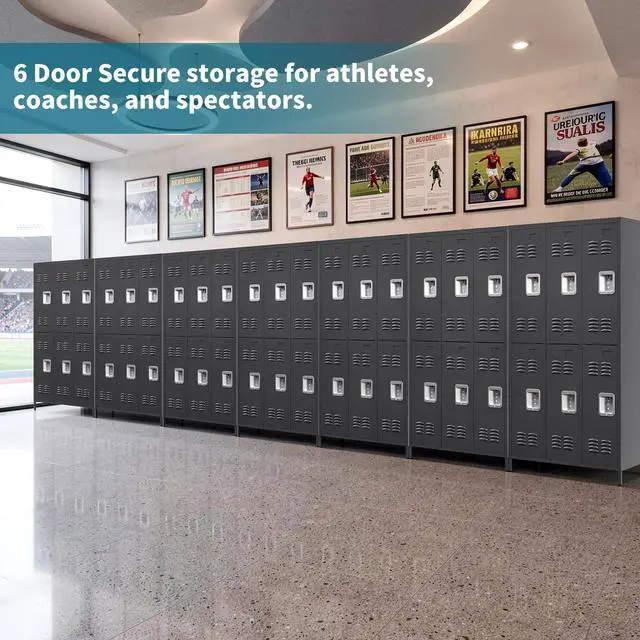 Alt view image 5 of 7 - 72" Height Metal Lockers for Employees with 6 Door,Heavy Duty | Steel Storage Locker with Card Slot for Home Office School Gym Garage,Locker with Lock for Sports,Employees,Assembly Required