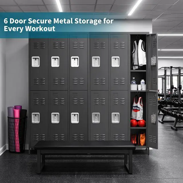 Alt view image 6 of 7 - 72" Height Metal Lockers for Employees with 6 Door,Heavy Duty | Steel Storage Locker with Card Slot for Home Office School Gym Garage,Locker with Lock for Sports,Employees,Assembly Required