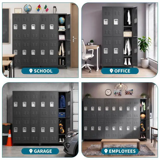 Alt view image 7 of 7 - 72" Height Metal Lockers for Employees with 6 Door,Heavy Duty | Steel Storage Locker with Card Slot for Home Office School Gym Garage,Locker with Lock for Sports,Employees,Assembly Required