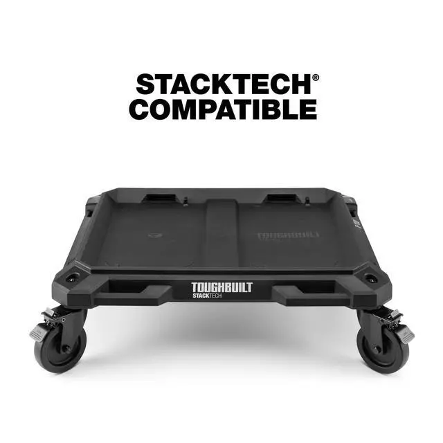 Alt view image 4 of 7 - StackTech 4-Wheel Cart Tool Box Dolly with 4 Locking Casters | Heavy-Duty Rolling Base with Automatic Lock System & Tie-Down Points, Fits StackTech Toolboxes, Organizers & Coolers