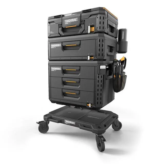 Alt view image 6 of 7 - StackTech 4-Wheel Cart Tool Box Dolly with 4 Locking Casters | Heavy-Duty Rolling Base with Automatic Lock System & Tie-Down Points, Fits StackTech Toolboxes, Organizers & Coolers