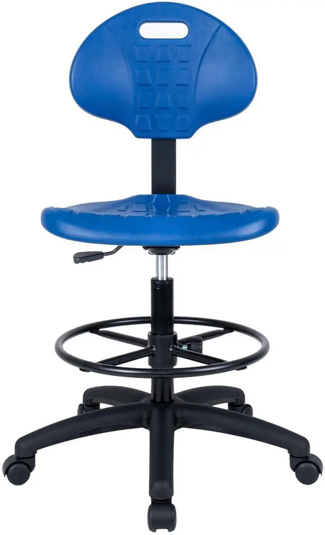 Main image of ® Deluxe Polyurethane Drafting Lab Stool Chair, 18" Adjustable Footring, 10" Adjustable Height, 450 lbs seat Capacity, Heavy Duty (Blue)
