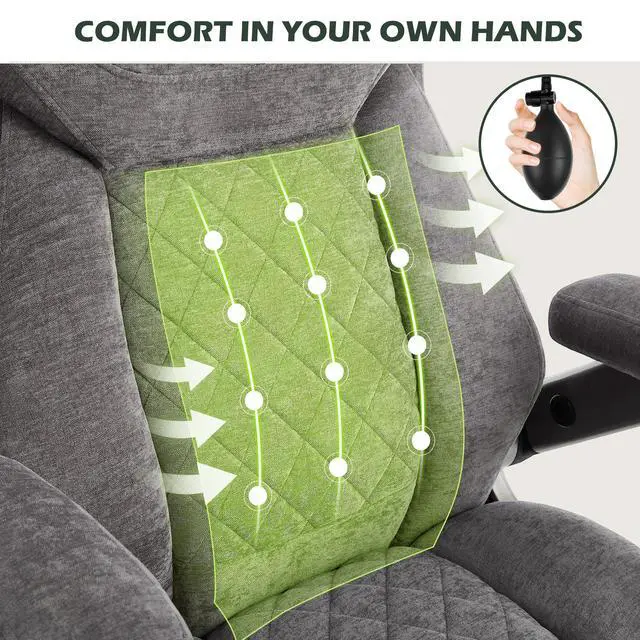 Alt view image 3 of 7 - 650lbs Big and Tall Office Chair with Thick Spring Cushion,5D Flip Arm Ergonomic Executive Office Chair Adjustable Lumbar Airbag&Extra Wide,Comfy Large Padded Heavy Duty Game Chair,Greycloth