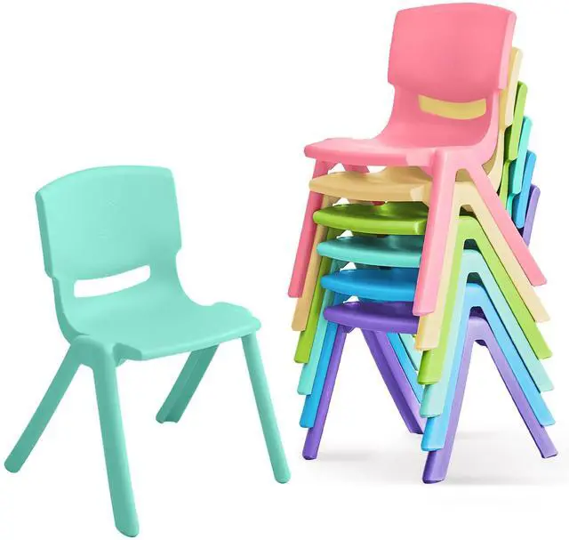 Main image of 6Pcs Stackable School Chairs, Colorful Kids Plastic Chair for Toddlers with 11'' Seat, Kids Flexible Seating for Classroom Elementary, School, Daycare, Outdoor, Classroom Furniture (Light Colors-6PCS)