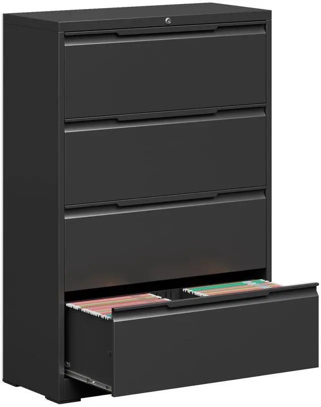 Main image of Metal File Cabinet with Lock, 4 Drawer Lateral File Cabinet | Lockable Lateral Filing Cabinet for A4/F4/Lagel/Letter Assembly required