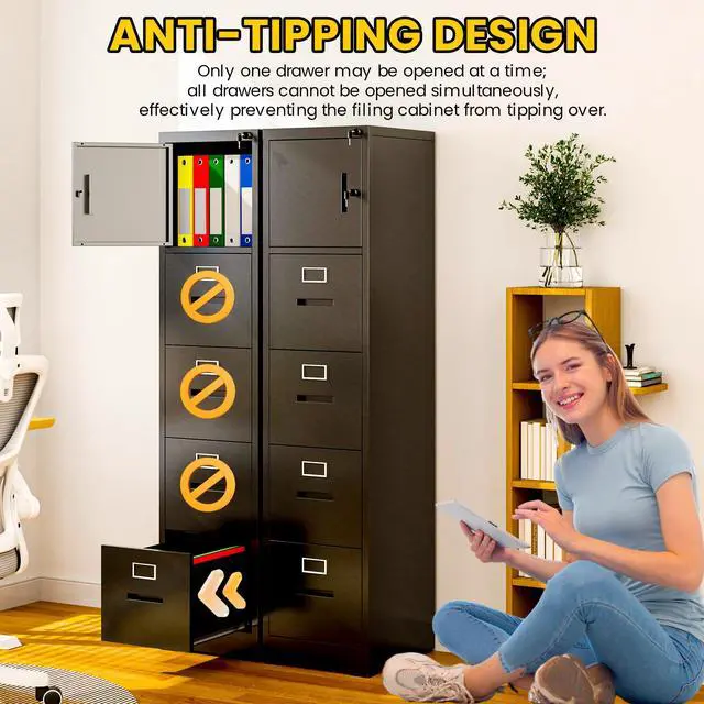 Alt view image 5 of 7 - Metal File Cabinet with Drawer Heavy Duty Locking File Cabinets | Home Office Steel Filing Cabinet Vertical File Cabinets for Legal/Letter Size File,Assembly Required