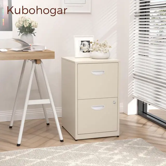 Alt view image 2 of 7 - 2 Drawer File Cabinet with Lock, Metal Filing Cabinet for Office | Small File Cabinets for Home Office, Under Desk Vertical File Cabinet Fit Hanging Files, Letter & A4 Documents
