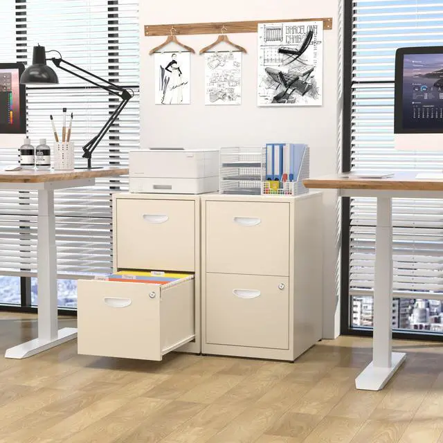 Alt view image 4 of 7 - 2 Drawer File Cabinet with Lock, Metal Filing Cabinet for Office | Small File Cabinets for Home Office, Under Desk Vertical File Cabinet Fit Hanging Files, Letter & A4 Documents