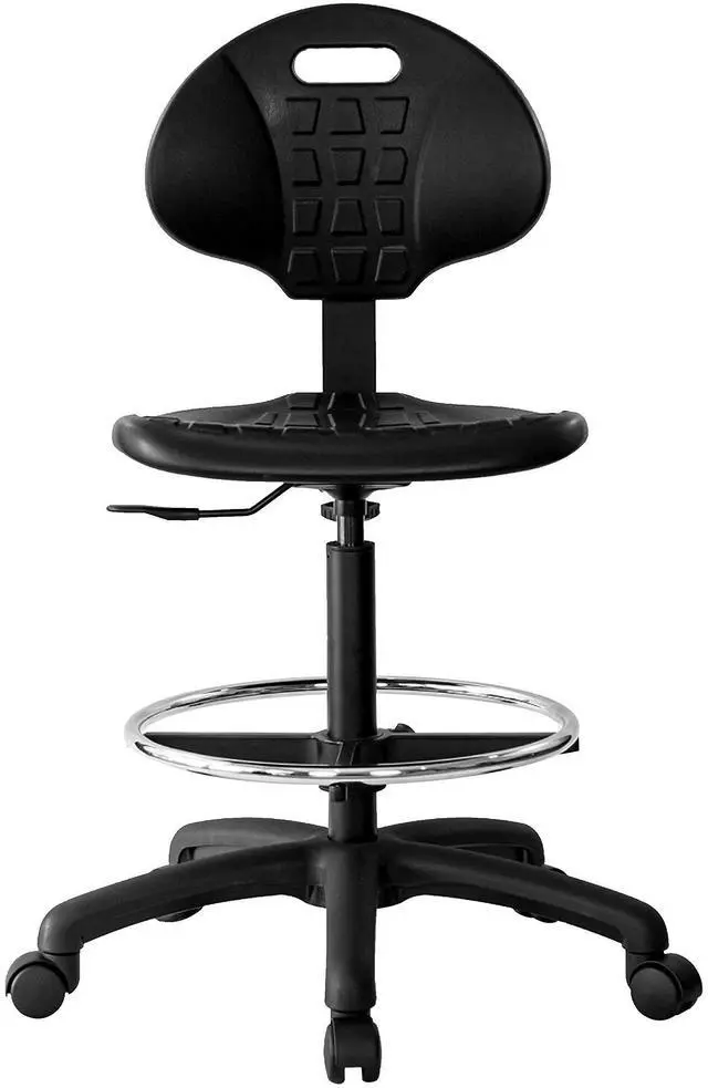 Main image of Heavy Duty Ergonomic Drafting Stool Black-Easy to Clean-Largest (20") Adj. Footring and Base (26") on the Market. Seat Ht Range (23"-33"). for Home, Auto, Lab, Cleanroom. Durable