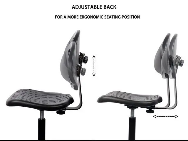 Alt view image 4 of 7 - Heavy Duty Ergonomic Drafting Stool Black-Easy to Clean-Largest (20") Adj. Footring and Base (26") on the Market. Seat Ht Range (23"-33"). for Home, Auto, Lab, Cleanroom. Durable